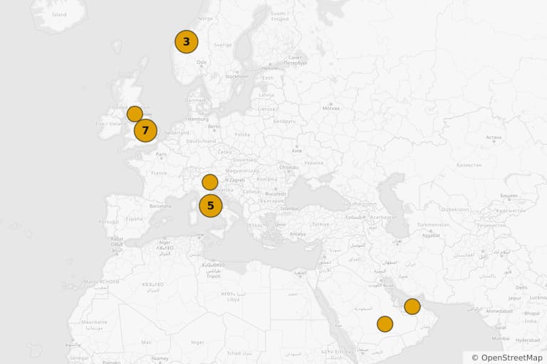 Mapa dos locais de filmagem de Missão: Impossível - Acerto de Contas Parte 1 (2023)