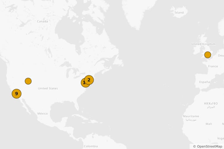 Map of the filming locations of National Treasure (2004)