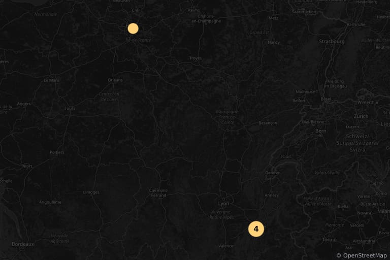 Mapa dos locais de filmagem de Ne fais pas ça (2004)