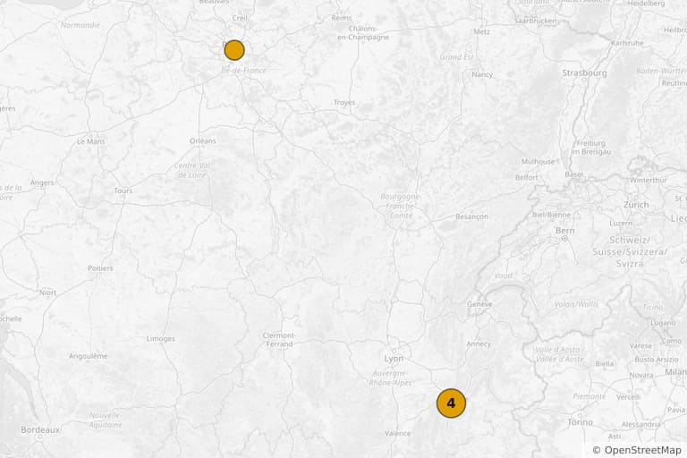 Mapa dos locais de filmagem de Ne fais pas ça (2004)