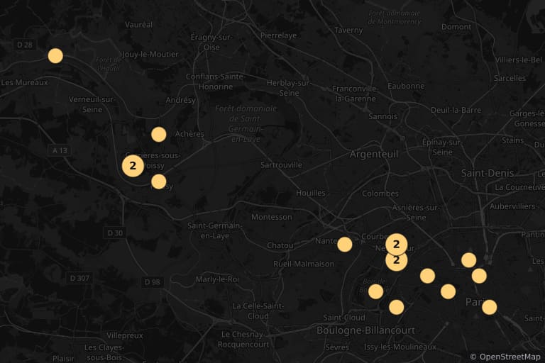 Mapa miejsc kręcenia filmu Neuilly sa Mère ! (2009)