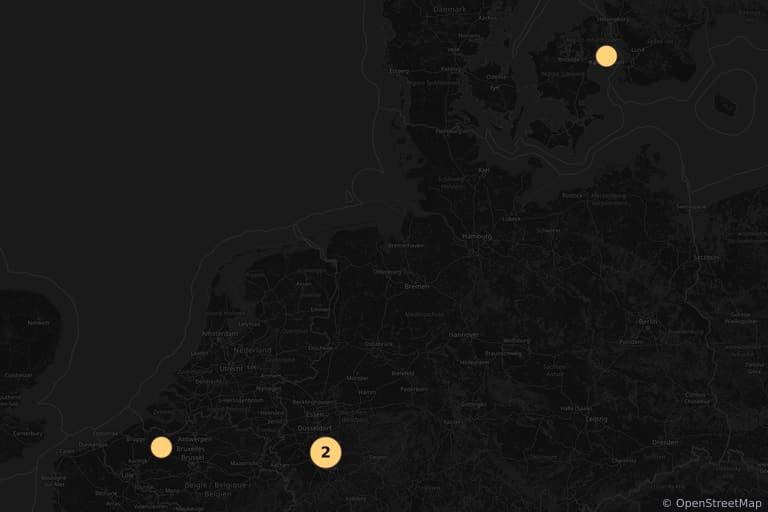 Mapa de los lugares de rodaje de Nymphomaniac. Volumen 2 (2013)