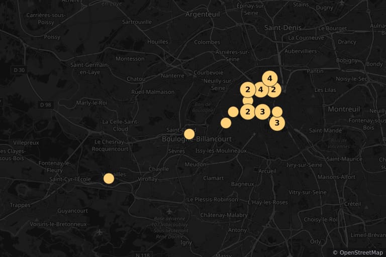 Mappa dei luoghi delle riprese di Paris Blues (1961)
