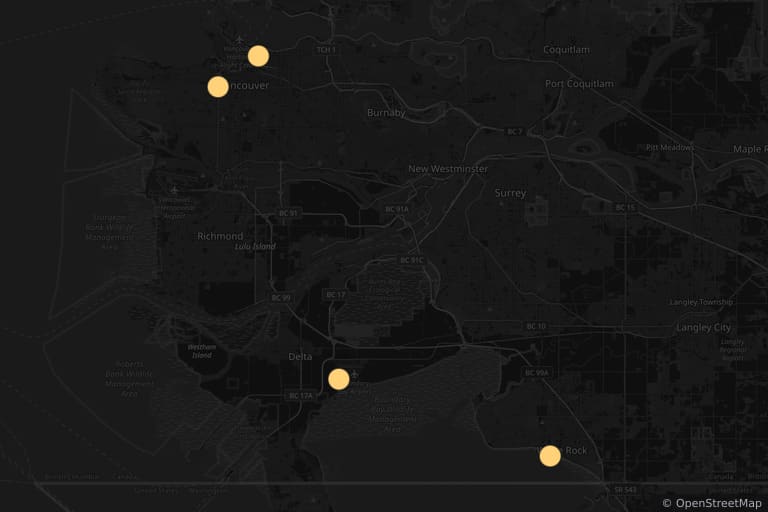 Map of the filming locations of Psych 2: Lassie Come Home (2020)