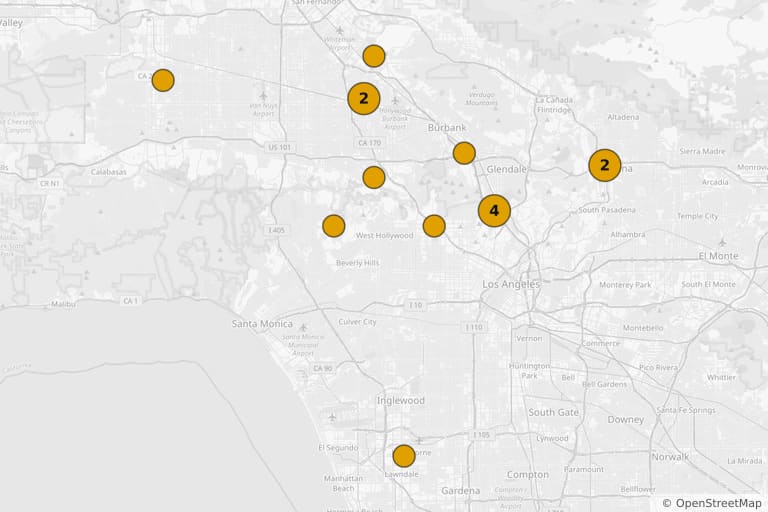 Mapa de los lugares de rodaje de Pulp Fiction (1994)