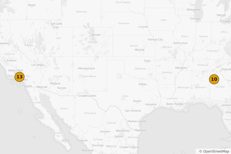 Mapa de los lugares de rodaje de Scream 2 (1997)