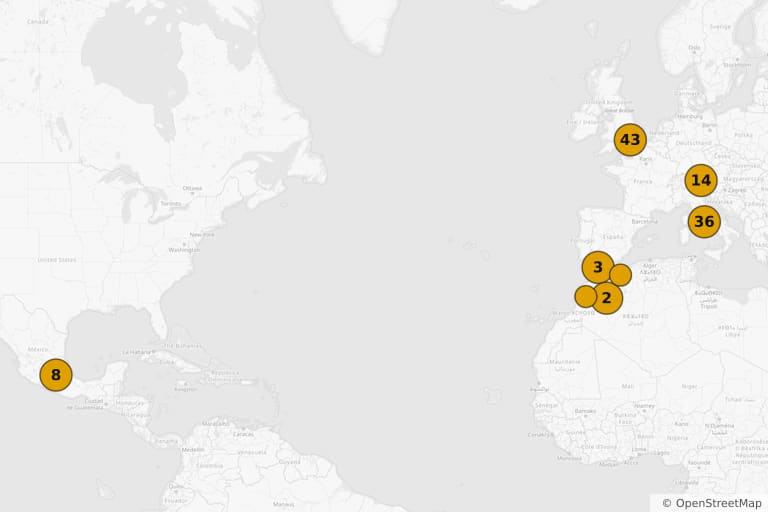 Carte des lieux de tournage de Spectre (2015)