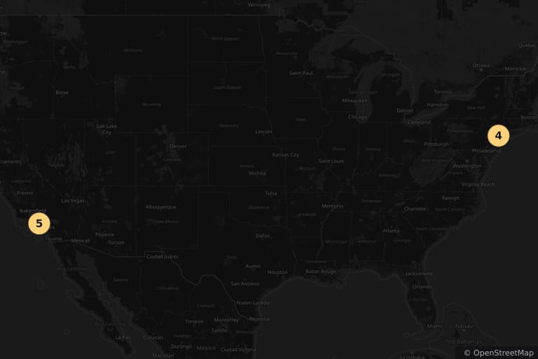 Map of the filming locations of Stuart Little (1999)