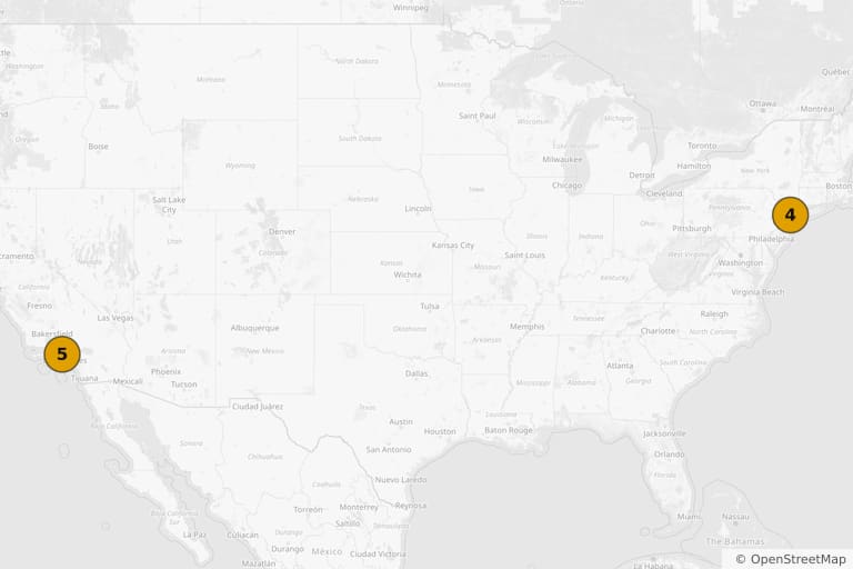 Map of the filming locations of Stuart Little (1999)