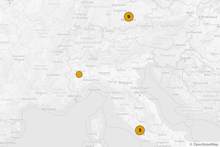 Mappa dei luoghi delle riprese di Suspiria (1977)