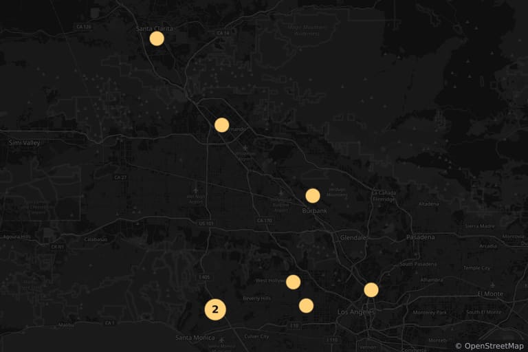 Map of the filming locations of The Addams Family (1991)