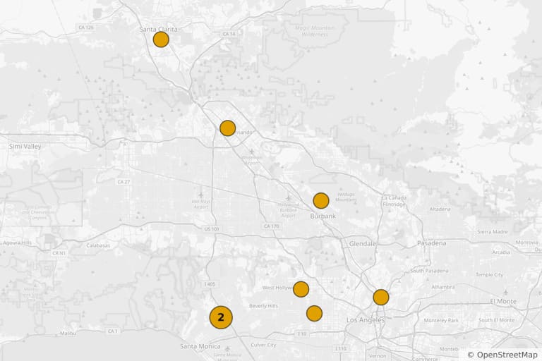 Map of the filming locations of The Addams Family (1991)