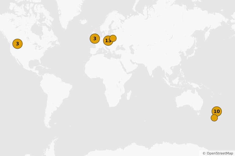 Carte des lieux de tournage de Le Monde de Narnia : Le Lion, la sorcière blanche et l'armoire magique (2005)