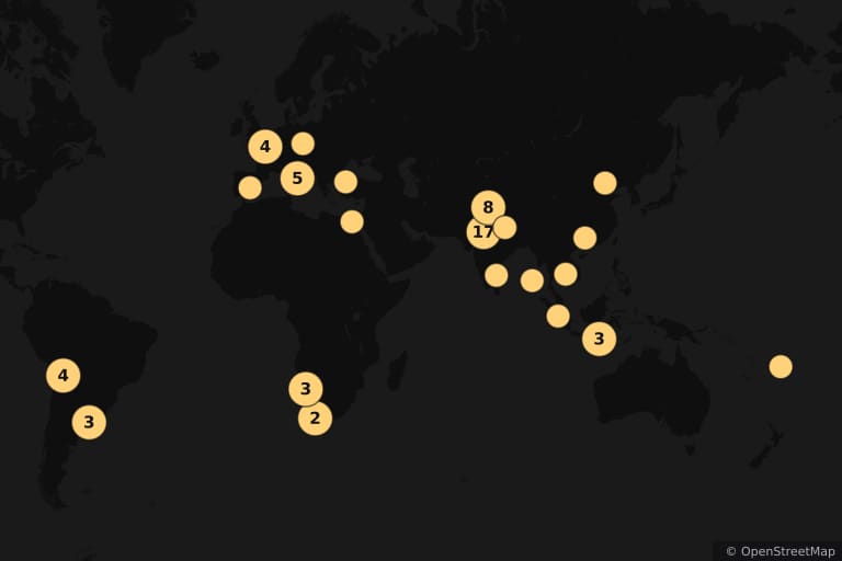 Mappa dei luoghi delle riprese di The Fall (2008)