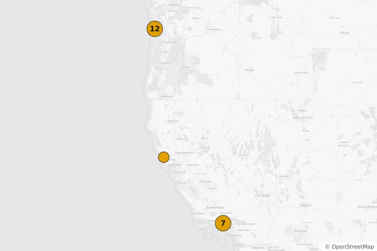 Map of the filming locations of The Goonies (1985)