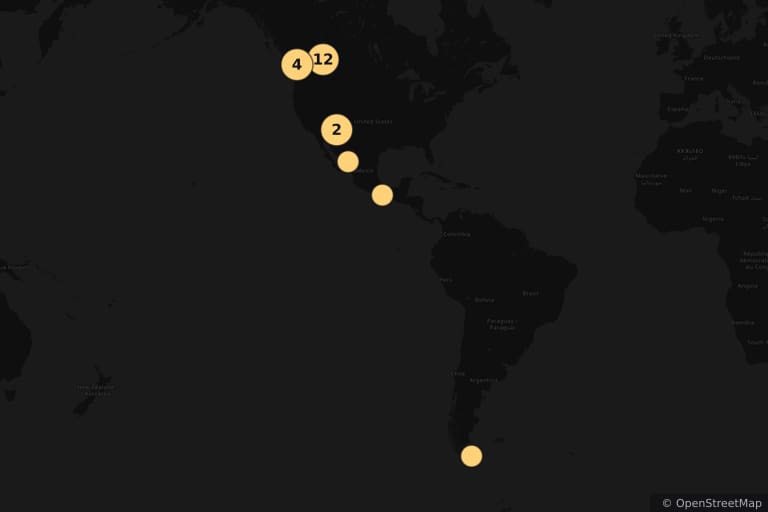 Map of the filming locations of The Revenant (2015)