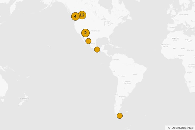 Map of the filming locations of The Revenant (2015)