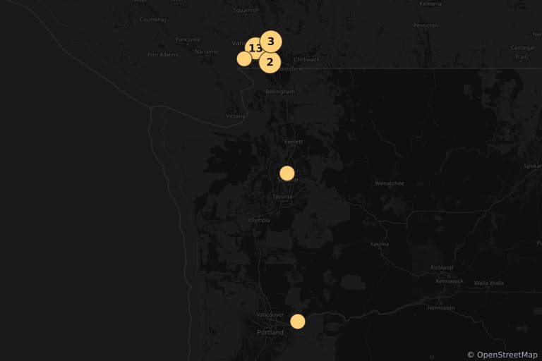 Map of the filming locations of The Twilight Saga: Eclipse (2010)
