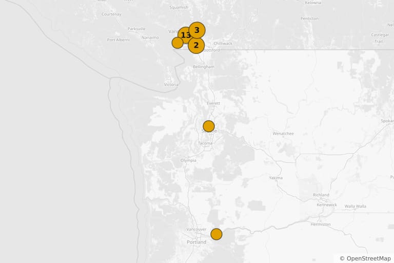 Map of the filming locations of The Twilight Saga: Eclipse (2010)