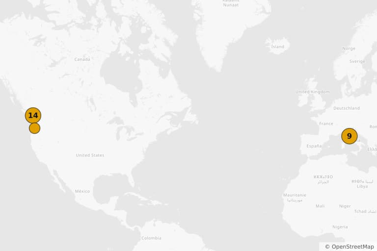 Map of the filming locations of The Twilight Saga: New Moon (2009)