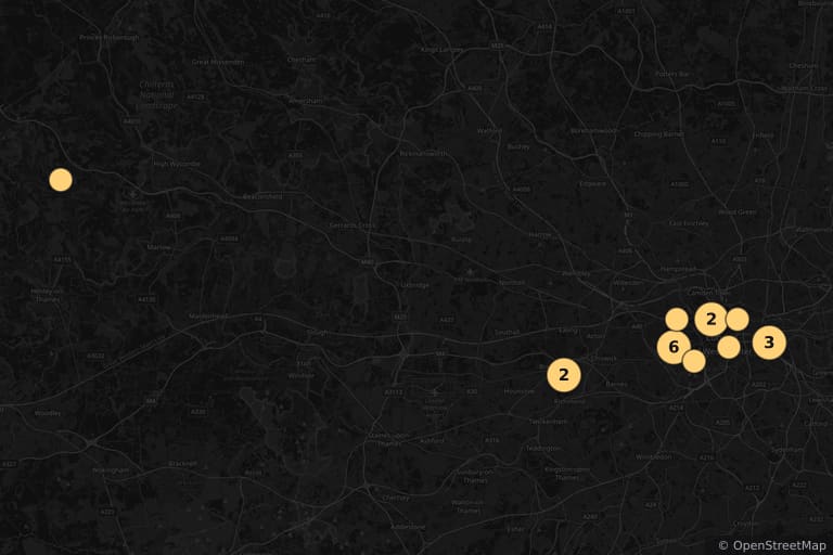 Mappa dei luoghi delle riprese di Agatha Christie: 13 a tavola (1985)