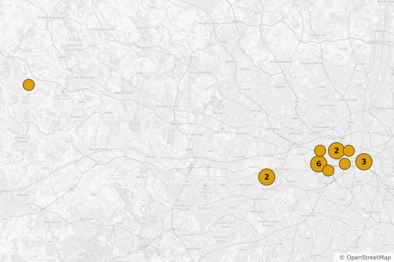 Mappa dei luoghi delle riprese di Agatha Christie: 13 a tavola (1985)