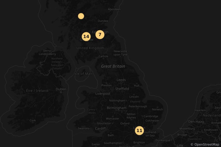 Mapa miejsc kręcenia filmu Trainspotting (1996)