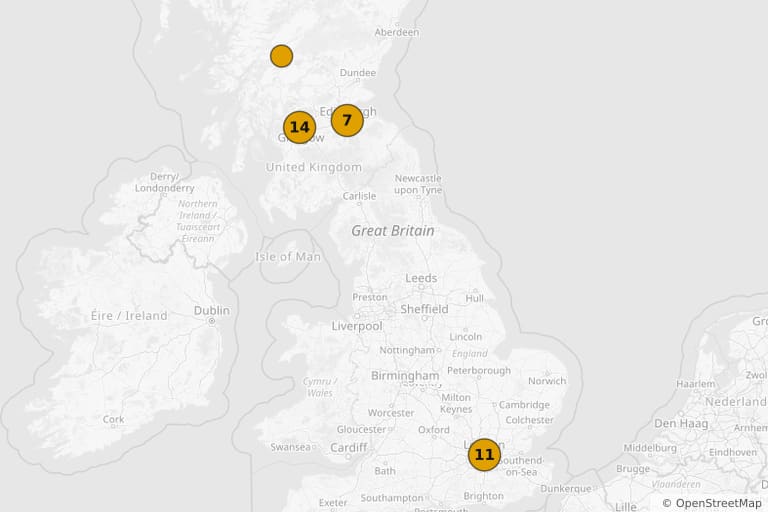 Mapa miejsc kręcenia filmu Trainspotting (1996)