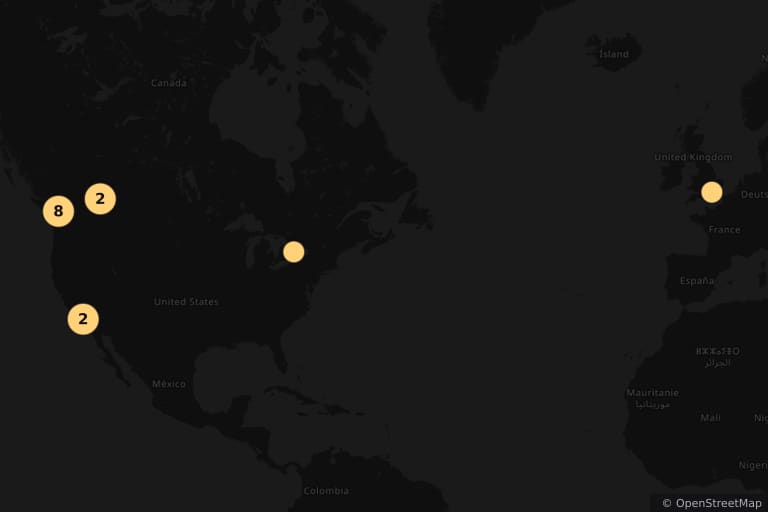 Mapa miejsc kręcenia filmu X-Men 2 (2003)